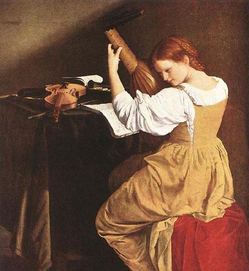 Orazio Gentileschi The Lute Player by Orazio Gentileschi. France oil painting art